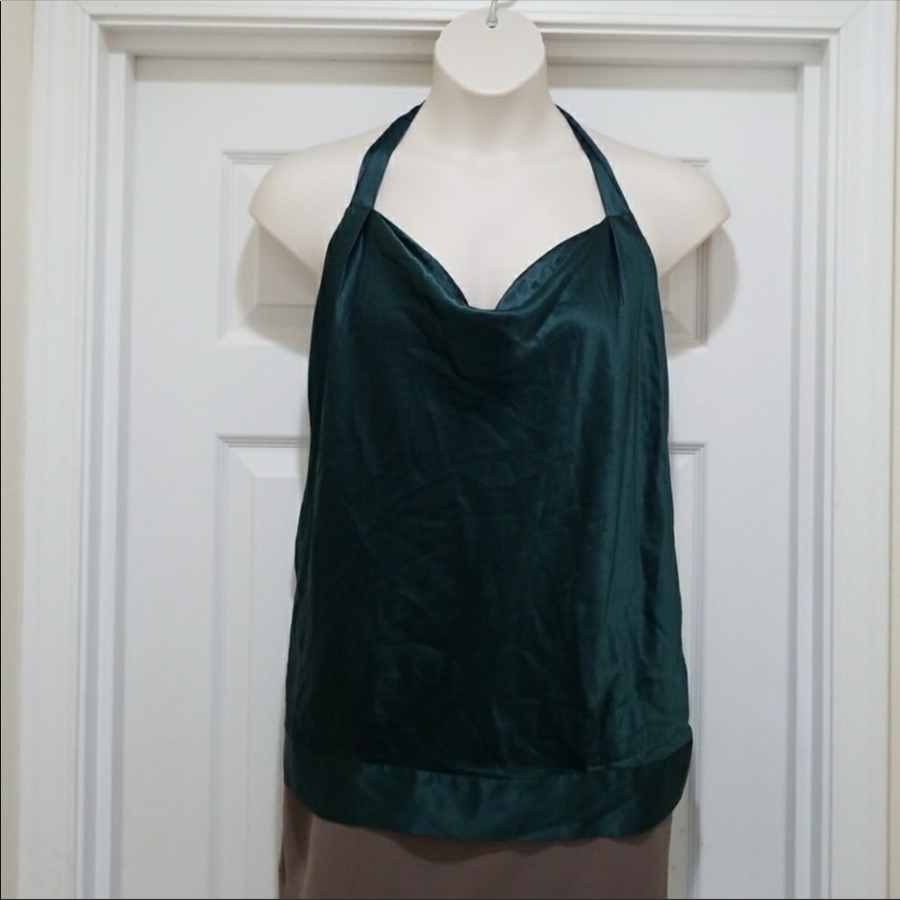 Banana Republic 100% Silk Emerald Tie Halter